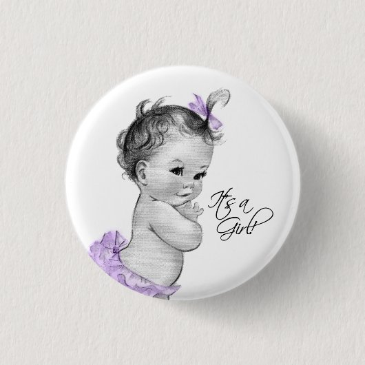 Badge Rond 2,50 Cm Adorable violet c'est un bouton de fille (Devant)