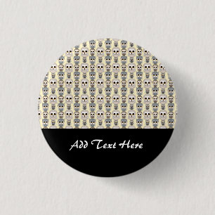 Badge Rond 2,50 Cm Adorables Petits Hiboux Motif sur Jaune Clair