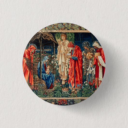 Badge Rond 2,50 Cm ADORATION DE MAGI Morris, Burne-Jones (Devant)