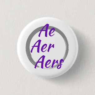 Badge Rond 2,50 Cm Ae Aer Aers Pronoms avec Cercle Gris