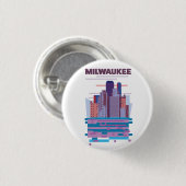 Badge Rond 2,50 Cm Affiche de voyage à Milwaukee (Devant & derrière)