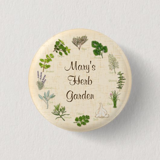 Badge Rond 2,50 Cm Afficher le bouton de votre jardin d'herbes (Devant)
