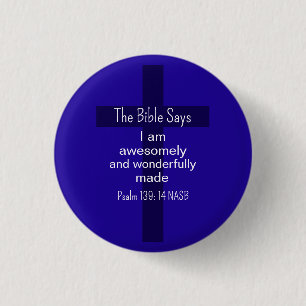 Badge Rond 2,50 Cm Affirmation de la Bible bleue Encouragement Chréti