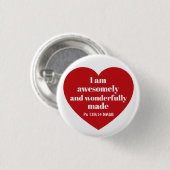 Badge Rond 2,50 Cm Affirmation de verset biblique positif Cœur rouge (Devant & derrière)