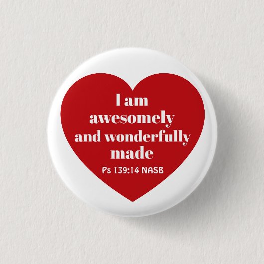 Badge Rond 2,50 Cm Affirmation de verset biblique positif Cœur rouge (Devant)