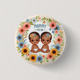 Badge Rond 2,50 Cm Africain mignon Jumeaux Baby shower Maman