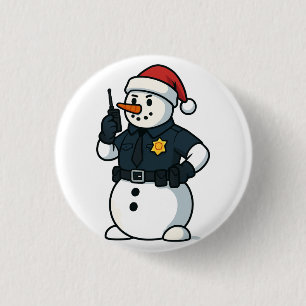 Badge Rond 2,50 Cm Agent de police Bonhomme de neige Noël 2026 Vacanc