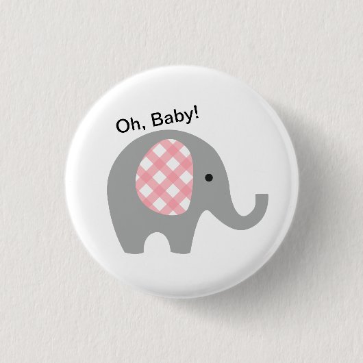 Badge Rond 2,50 Cm Ah, bébé ! Bouton avec l'éléphant gris et les (Devant)
