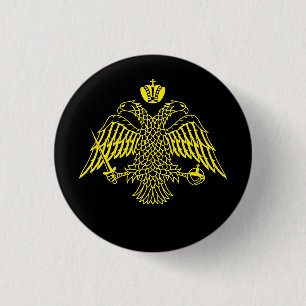 Badge Rond 2,50 Cm Aigle à tête double - Emblème byzantin et chrétien