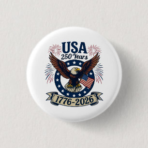 Badge Rond 2,50 Cm Aigle Américain Patriotique 250 Ans 1776-2026