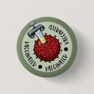 Badge Rond 2,50 Cm Aigle avec le virus Covid| Vacciné