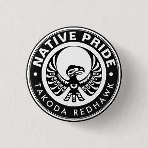 Badge Rond 2,50 Cm Aigle Haida Corbeau Oiseau-tonnerre Nord-Ouest Col