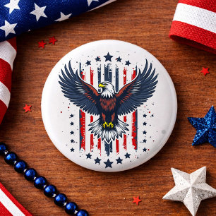 Badge Rond 2,50 Cm Aigle Patriotique Vintage