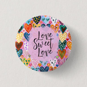 Badge Rond 2,50 Cm Aimer Sweet Aimer Valentines Jour Coeurs Bright Co