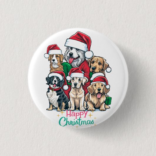 Badge Rond 2,50 Cm Aimer Un Chiot De Noël (Devant)