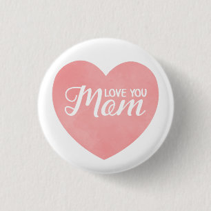 Badge Rond 2,50 Cm Aimez-vous maman texte, le coeur rose du jour de l