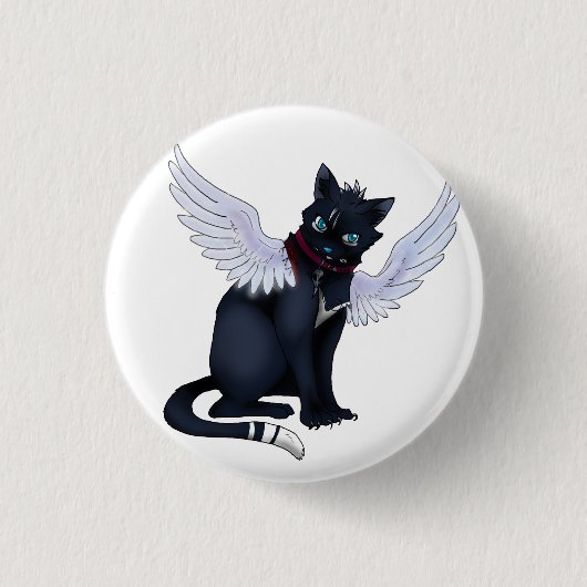 Badge Rond 2,50 Cm aint aucun insigne de chat d'ange (Devant)