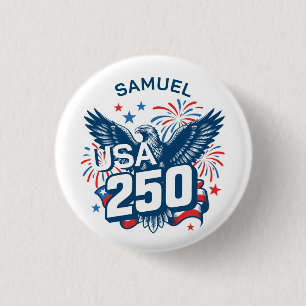 Badge Rond 2,50 Cm Ajoutez Votre Nom Esquisse Aigle Américain Calviti