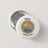 Badge Rond 2,50 Cm Alerte d'allergie Soya Nom modifiable (Devant & derrière)