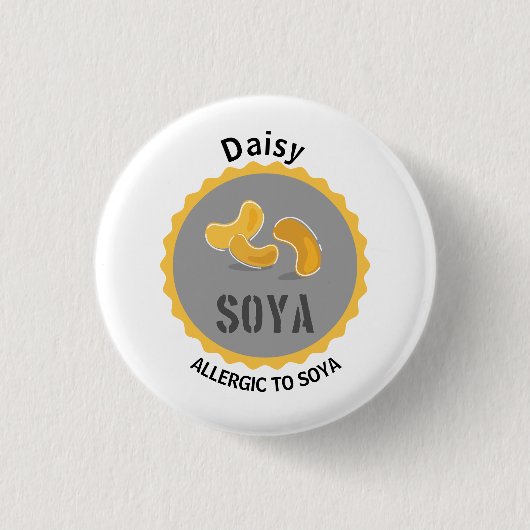 Badge Rond 2,50 Cm Alerte d'allergie Soya Nom modifiable (Devant)