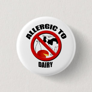 Badge Rond 2,50 Cm Alerte Médicale sur les produits laitiers allergiq