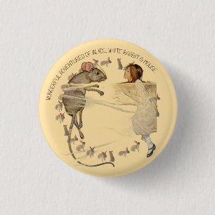 Badge Rond 2,50 Cm Alice au pays des merveilles Lapin Souris