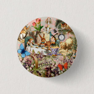 Badge Rond 2,50 Cm Alice au pays des merveilles Tea Party Art