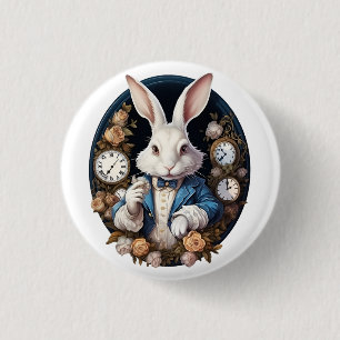 Badge Rond 2,50 Cm Alice lapin blanc dans Wonderland Montres et rose
