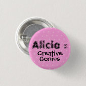 Badge Rond 2,50 Cm Alicia = créatif, génie (Devant & derrière)