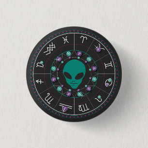 Badge Rond 2,50 Cm Alien Horoscope