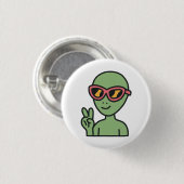 Badge Rond 2,50 Cm Alien Peace Out (Devant & derrière)