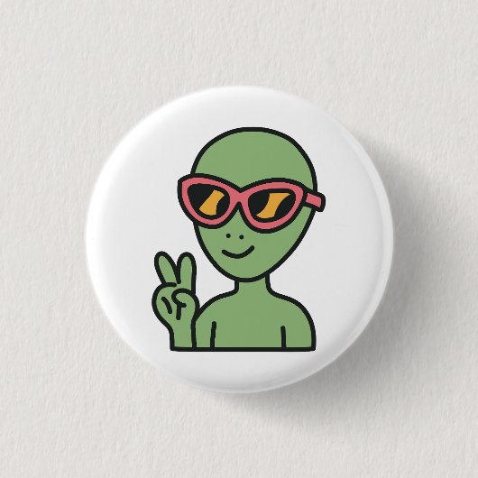 Badge Rond 2,50 Cm Alien Peace Out (Devant)
