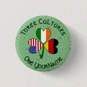 Badge Rond 2,50 Cm Allemagne Irlande États-Unis Trèfle Texte Personna