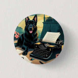 Badge Rond 2,50 Cm Allemand Shepherd chien gentleman vintage