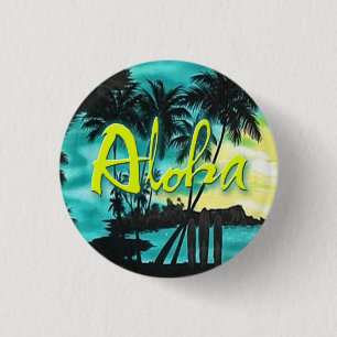 Badge Rond 2,50 Cm Aloha Pin de coucher du soleil d'Aqua