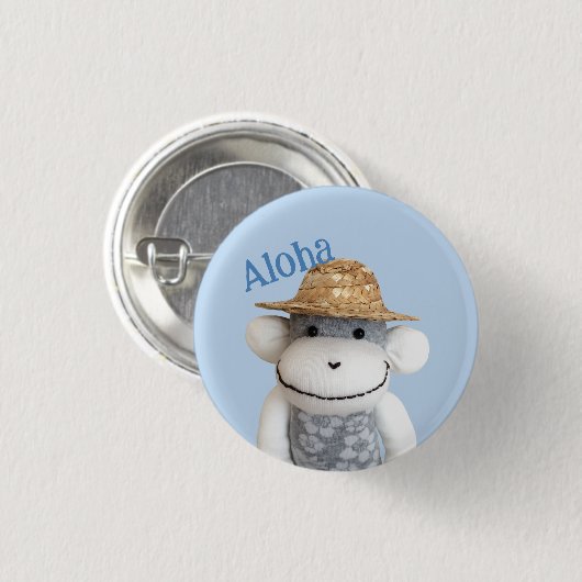 Badge Rond 2,50 Cm Aloha Sock Monkey(Garçon) (Devant & derrière)