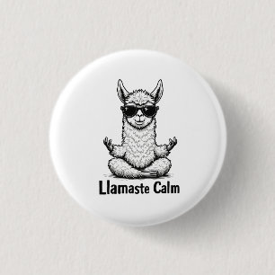 Badge Rond 2,50 Cm Alpaca Séjour Calme Llamaste Lama Yoga Amusant