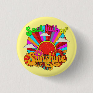 Badge Rond 2,50 Cm Âme pleine de soleil - soleil rétro coloré