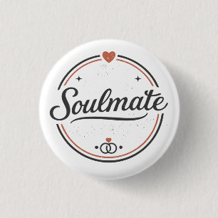 Badge Rond 2,50 Cm Âme sœur Amour Rétro Minimal(Léger) Couple Corresp