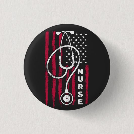 Badge Rond 2,50 Cm American Flag Nurse, Nurse (Devant)
