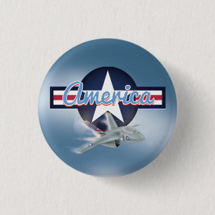 Badge Rond 2,50 Cm American Jet Fighter