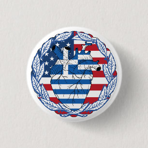 Badge Rond 2,50 Cm Amérique États-Unis Amérique États-Unis Grèce grec