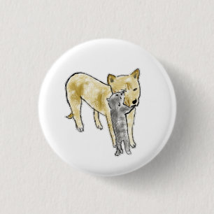 Badge Rond 2,50 Cm Amis inséparables : un chien et un chat qui font c