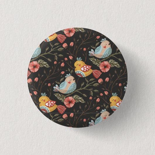 Badge Rond 2,50 Cm Amour Boho Birds Plan Floral (Devant)