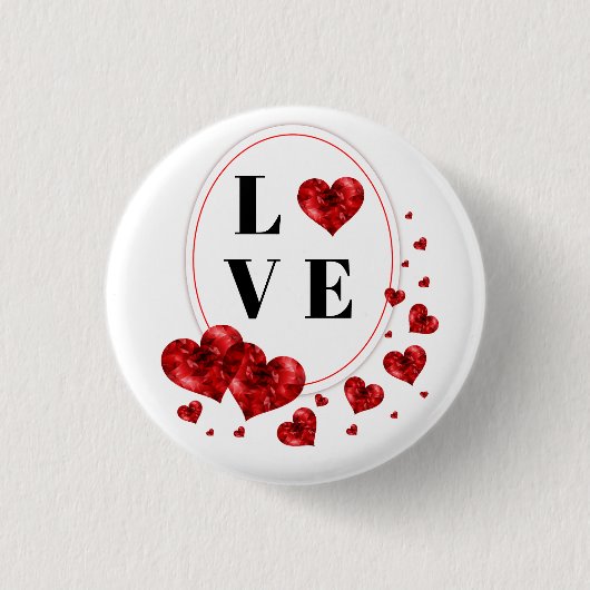 Badge Rond 2,50 Cm Amour Coeurs Design d'artisanat (Devant)