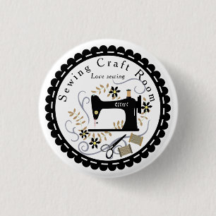 Badge Rond 2,50 Cm Amour de Couture Noir Blanc