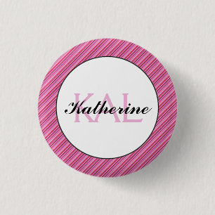 Badge Rond 2,50 Cm Amour Papillon Rayures Roses Rouges Personnalisé