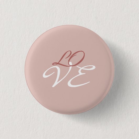 Badge Rond 2,50 Cm Amour Rose Or Couleur Calligraphie Script (Devant)