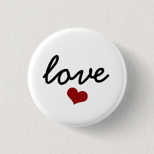 Badge Rond 2,50 Cm amour typographie coeur rouge valentine