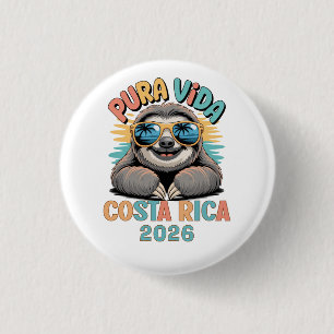 Badge Rond 2,50 Cm Amoureux de paresseux Pura Vida Costa Rica Détendu